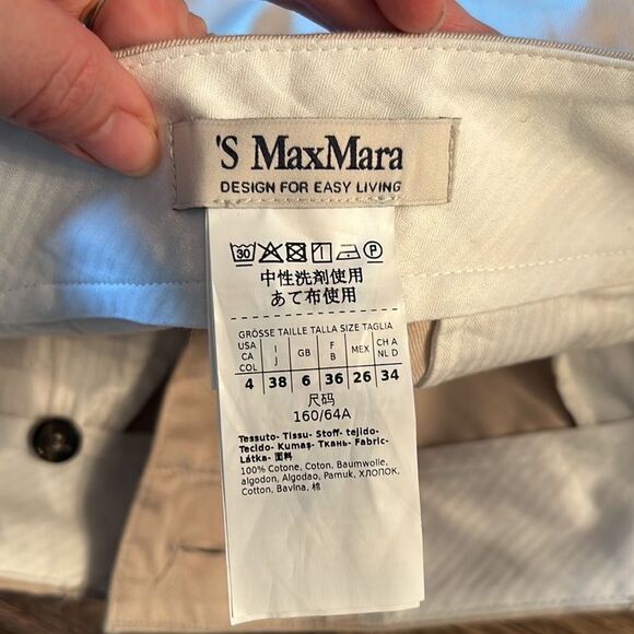 SSENSE S Maxmara beige pleated wide leg crop pants 4 small - Picture 13 of 16